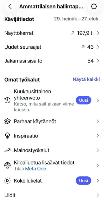 Ammattilaisen hallintapaneeli