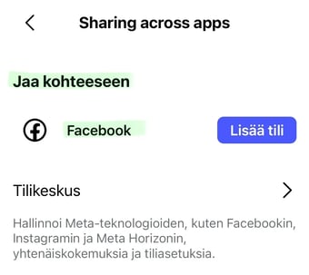 Facebooktilin lisääminen