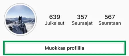 Instagram Muokkaa profiilia