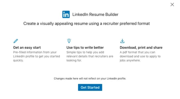 LinkedIn Premiumin lisäosa Resume Builder