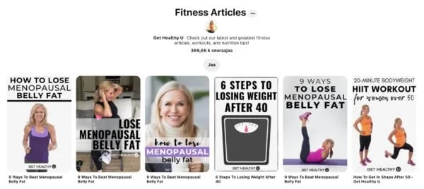 Pinterest fitness artikkelit