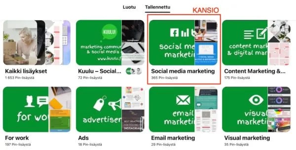 Pinterest tilin kansio