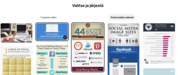 Valitse ensin kuvat, jotka haluat lisätä Pinterest osioihin