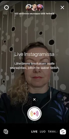 instagram live moniko on linjoilla