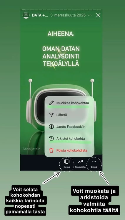 Kohokohtien muokkaaminen
