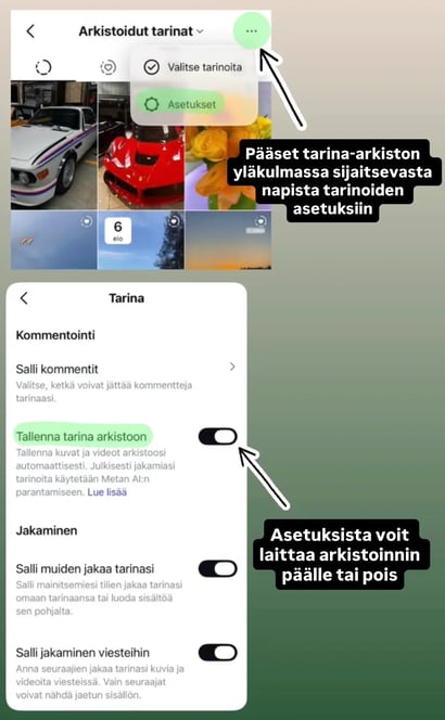 Tarina-asetukset