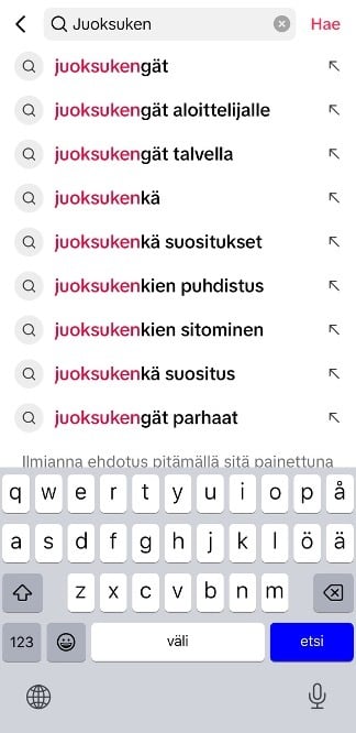 juoksukengät tiktok