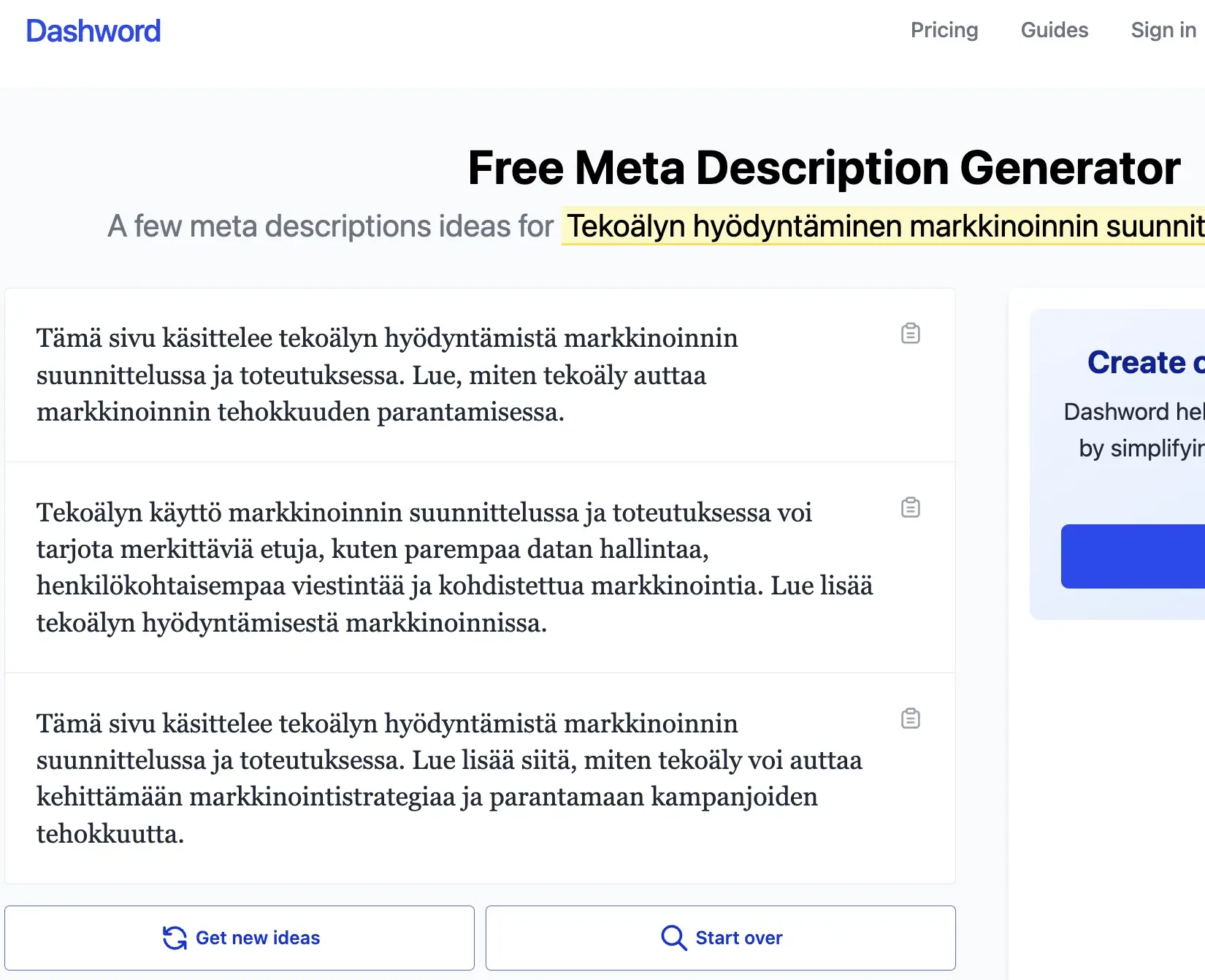 Ilmainen Meta-teksti generaattori Dashword