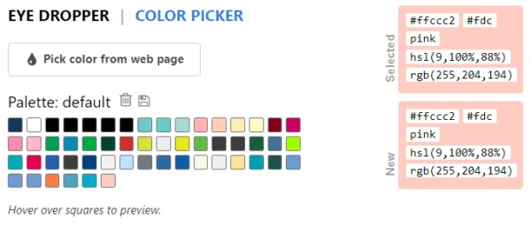 EyeDropper-työkalu tunnistaa sivustolla käytetyt värit ja antaa käyttöösi niiden koodit.