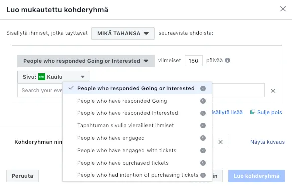Mukautetun kohderyhmän luominen - osa 5