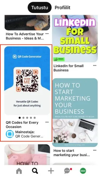 Pinterest karusellimainos